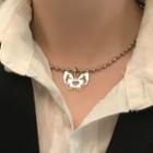 Alloy Butterfly Choker 0667a - Silver - One Size