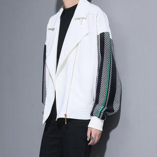 Contrast-sleeved Lapel Jacket
