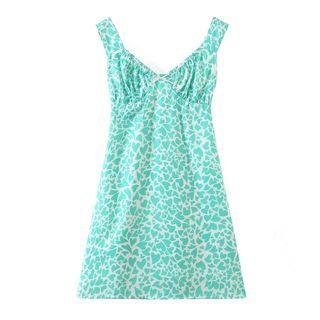 Sleeveless Heart Print Mini Smock Dress