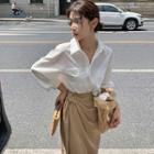 Set: Plain Shirt + Shirred Midi Pencil Skirt