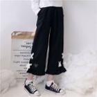 Rabbit Embroidered Cropped Wide-leg Pants
