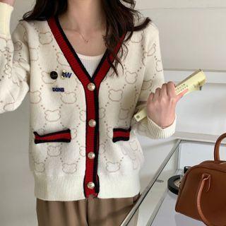 Color Panel Bear Cardigan