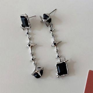 Star Asymmetrical Alloy Dangle Earring 1 Pair - Black - One Size