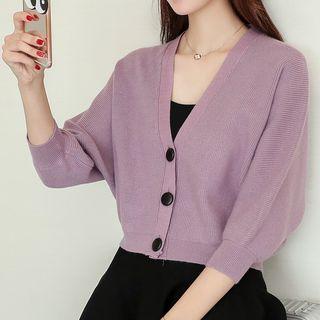 Batwing-sleeve V-neck Cardigan