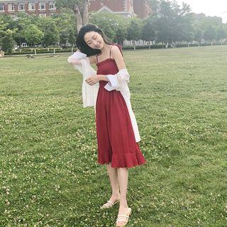 Shoulder-tie Smocked Chiffon Sundress