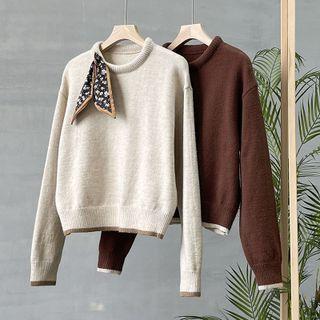 Floral Print Tie-neck Sweater