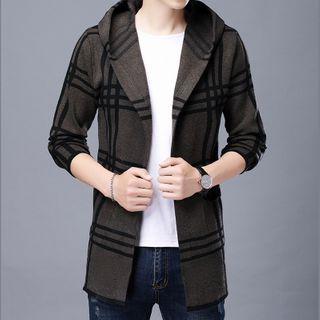 Plaid Hooded Cardigan