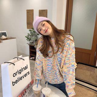 Melange Sweater Orange & White & Blue - One Size