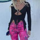 Bow Detail Cut-out Halter Top
