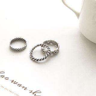 Set Of 3: Ribbed Ring (various Designs)