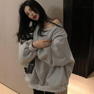 Plain One-shoulder Pullover