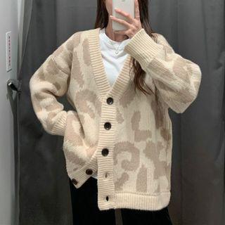 Leopard Print Cardigan / Wide-leg Pants
