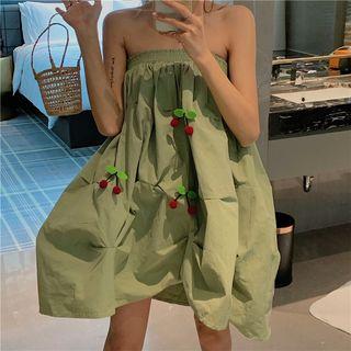 Sleeveless Off-shoulder Dress Green - One Size