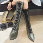 Pointed Lace-up Over-the-knee Boots