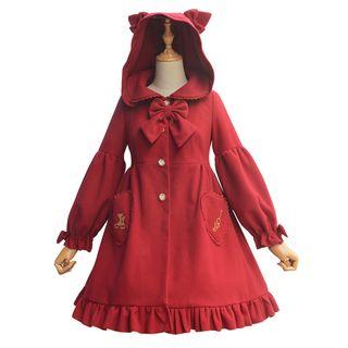 Detachable Cat Ear Hood Embroidered Coat
