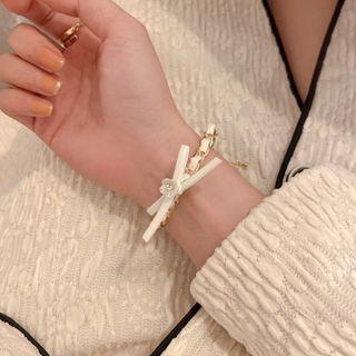 Flower Bow Bracelet 1 Pc - White - One Size
