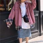 Couple Matching Plaid Paneled Buttoned Cargo Jacket