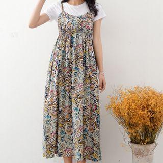 Spaghetti Strap Print Midi A-line Sundress