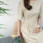 Linen Blend Zip-back A-line Dress
