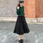 Fleece Pullover / Midi A-line Skirt / Set