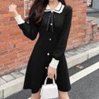 Color Block Peter Pan Collar Knit Dress