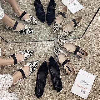 Faux Pearl Pointy-toe Mary Jane Flats