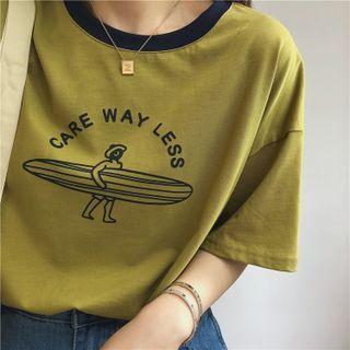 Short-sleeve Print T-shirt Mustard Yellow - One Size