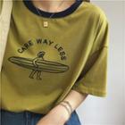 Short-sleeve Print T-shirt Mustard Yellow - One Size