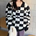 Checkerboard Cardigan Check - Black & White - One Size