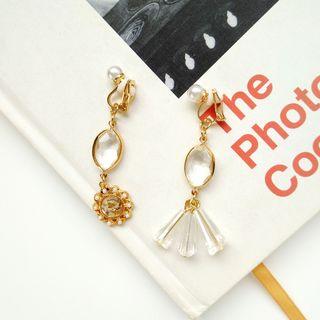 Non-matching Alloy Faux Crystal Dangle Earring