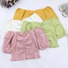 Frilled Short-sleeve Crop Blouse