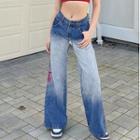 High-waist Fire Print Boot-cut Jeans