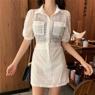 Eyelet A-line Shirtdress