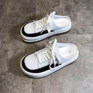 Two-tone Platform Sneaker Mules