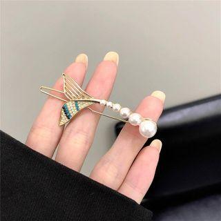 Mermaid Tail Faux Pearl Hair Clip Gold - One Size