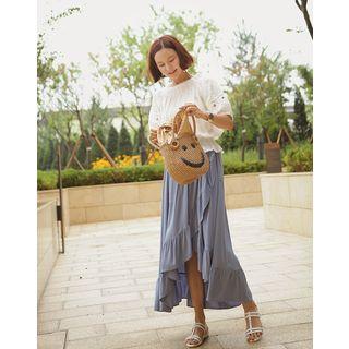 Frill-trim Long Wrap Skirt