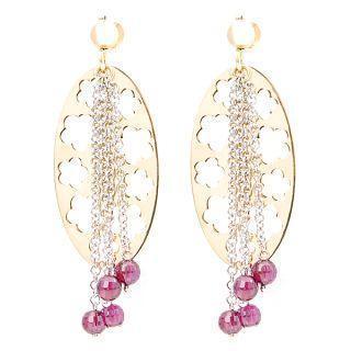 18k White & Yellow Gold Dangling Earrings With Colorstones