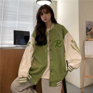 Embroider Lettering Button-up Jacket