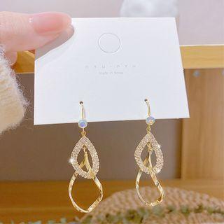 Rhinestone Waterdrop Drop Earring E0377 - 1 Pair - Gold - One Size