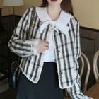 Plaid Button Jacket / Blouse / Midi Skirt
