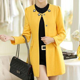 Rhinestone Snap Button Coat