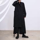 Asymmetric Single-breasted Coat Black - One Size
