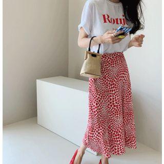Heart Patterned Maxi Skirt