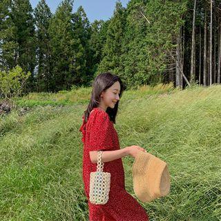 Tie-back Patterned Long Dress