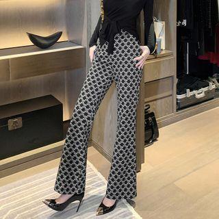 High Waist Patterned Bootcut Pants