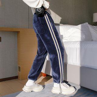 Contrast Stripe Velvet Pants