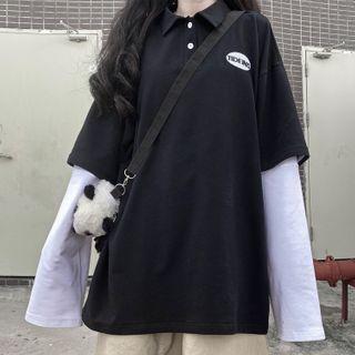 Mock Two-piece Logo Polo Shirt