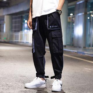 Colorblock Cargo Jogger Pants With Adhesive Tab