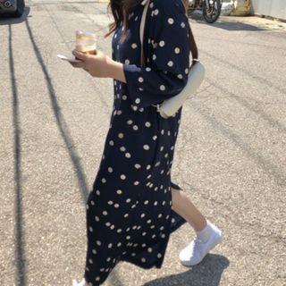 Flower Printed Elbow-sleeve Dress