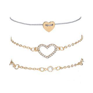Set Of 3: Rhinestone Heart Bracelet (assorted Designs) 4045 - Set Of 3 - One Size